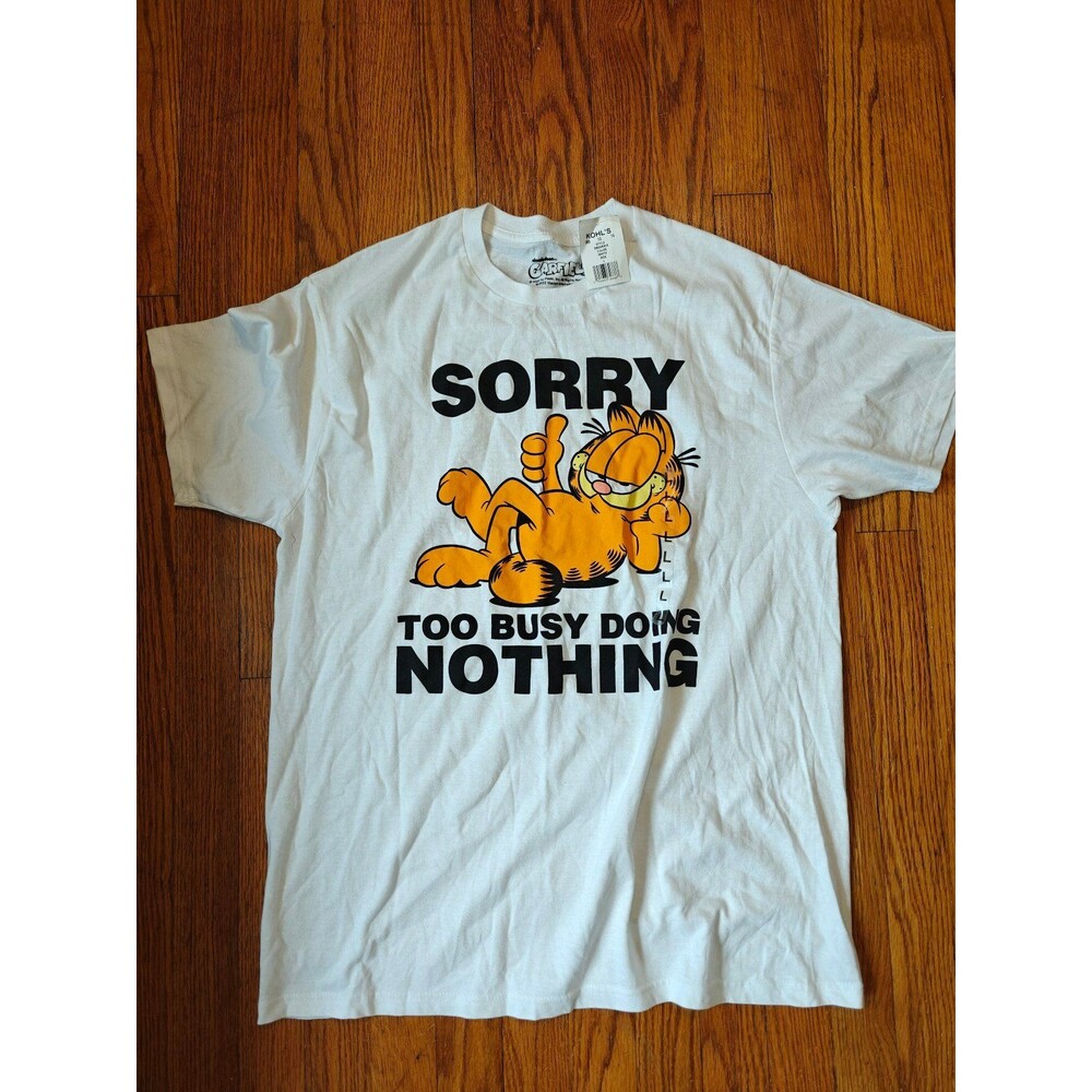 Garfield T Shirt NWT Too Busy Doing Nothing Size Large Nickelodeon